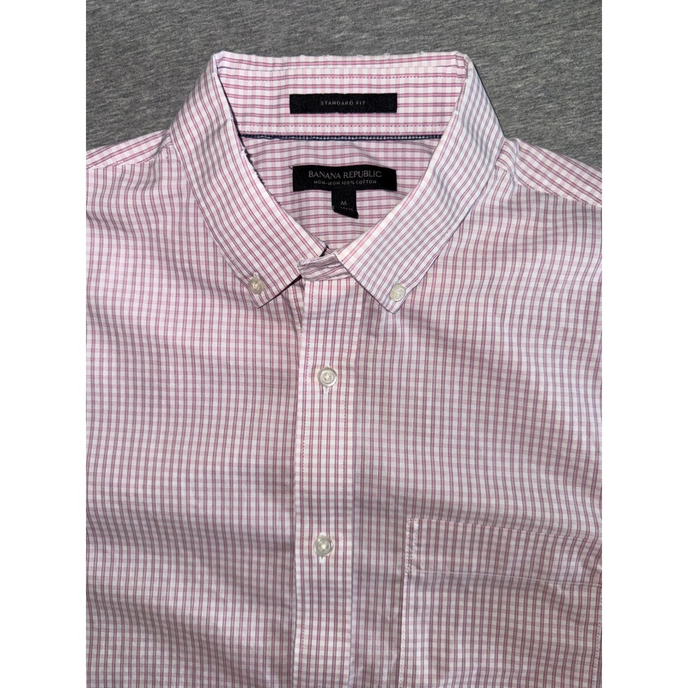 Banana Republic Mens Pink Gingham Standard Fit Cotton Shirt Size Medium
FLAWS